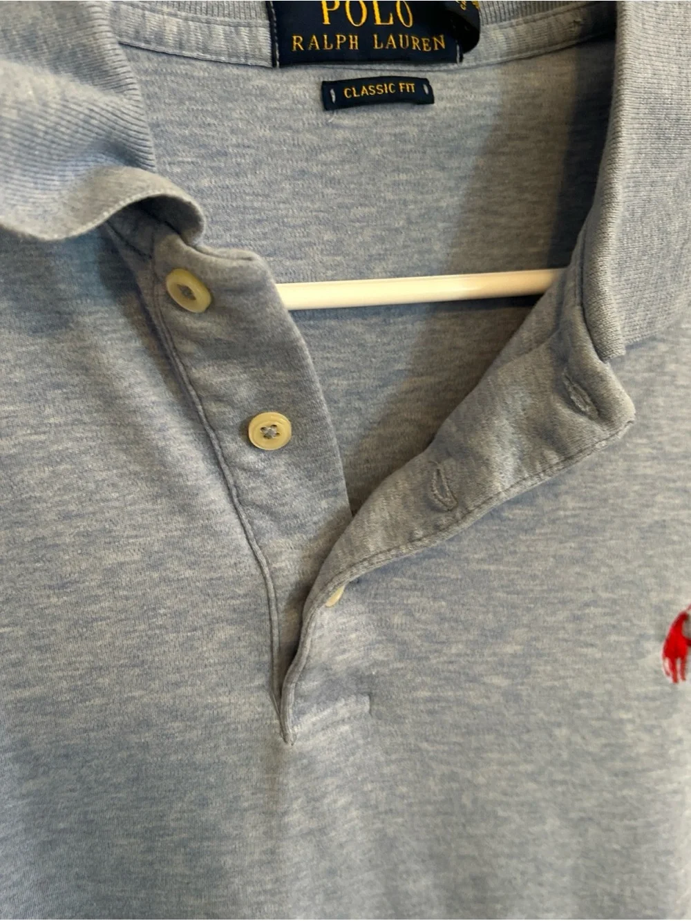Ralph Lauren Men's Light Blue Polo with Red Pony Logo